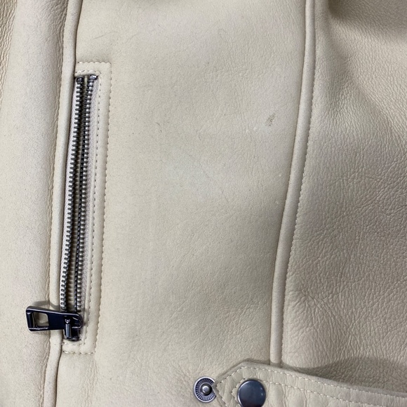 Real Curly Shearling Moto Jacket (beige) - Picture 7 of 9